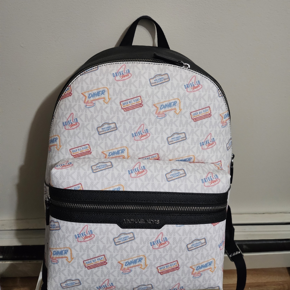 Michael Kors White and Black Men's Backpack